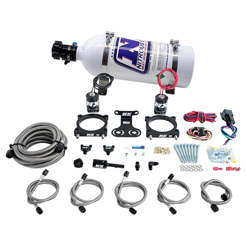 Ford Mustang Nitrous Oxide Kit - Nitrous Express - Dual Throttle Body Plate System w/5lb Bottle - `24-`27